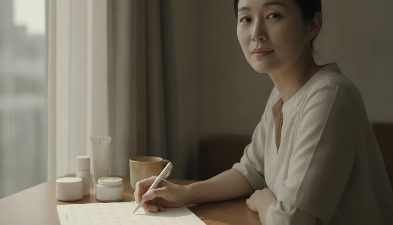 책상 위 달력에 지난 몇 달의 일정을 표시해 보는 손